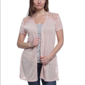 NWT August Silk Women Short Sleeve Lace Mauve Sm